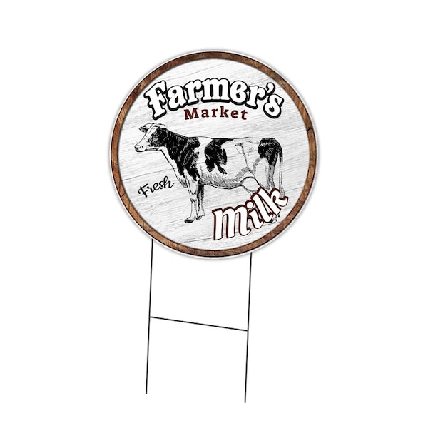 Signmission Farmers Market Milk Double Sided Corrugated Plastic Circle Yard Sign, C-16-CIR-DS-WS-Milk C-16-CIR-DS-WS-Milk - main