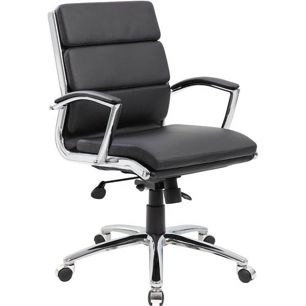 Boss Executive CaressoftPlus Chair with Metal Chrome Finish, Mid Back B9476-BK - main