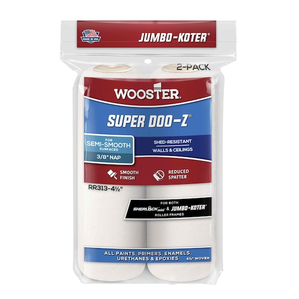 Wooster 4-1/2" Mini Paint Roller Cover, 3/8" Nap, Fabric RR313-4.5 - main