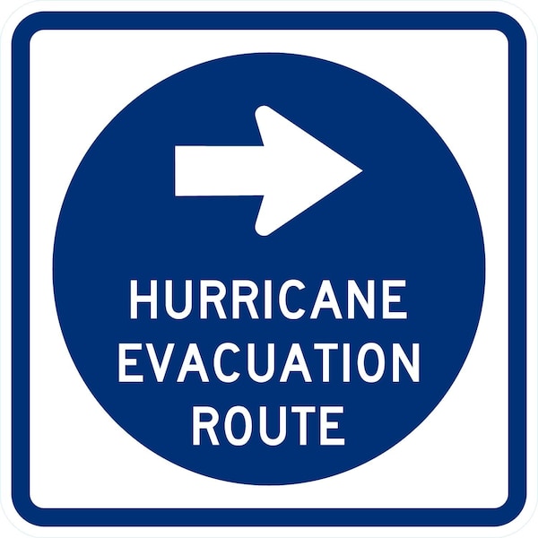 Lyle Hurricane Evacuation Route (Right Arrow), 12x12, High Intensity Prismatic, White G-2399-HI_12x12 - main
