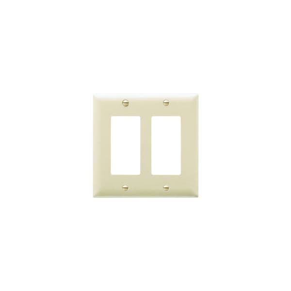 Pass & Seymour TradeMaster Switch Wallplate, 4-11/16 in L, 4-3/4 in W, 2 -Gang, Nylon, Ivory, Matte TP262ICC30 - main