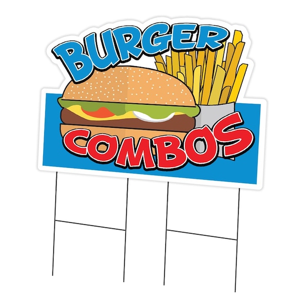 Signmission Burger Combos Die Cut Yard & Stake outdoor plastic coroplast window, C-DC-2436-DS-Burger Combos19 C-DC-2436-DS-Burger Combos19 - main