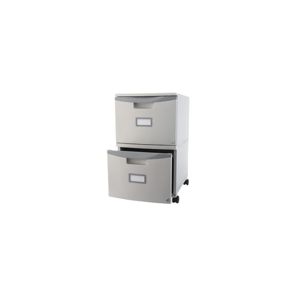 Storex Two-Drawer Mobile Filing Cabinet, 2 Legal/Letter-Size File Drawers, Gray, 14.75in x 18.25in x 26in 61310B01C - main