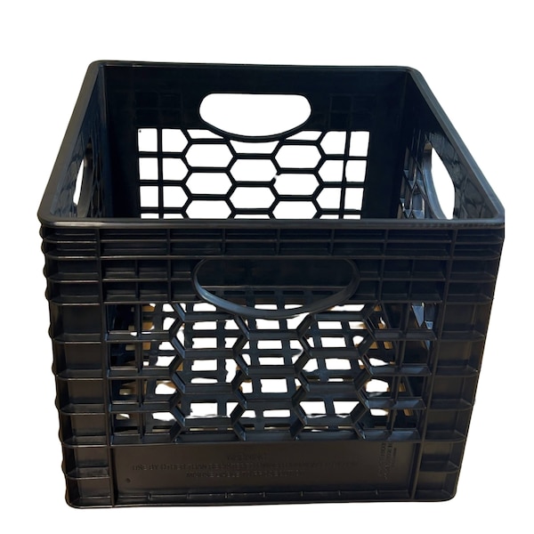 Cratemate CrateMate Heavy-Duty Black Milk Crate - Multi-Purpose, Stackable, and Durable Storage 16QT MC16QT-BL - main