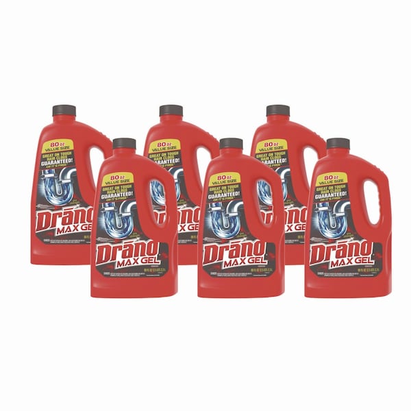Drano Max Gel Clog Remover, Bleach Scent, 80 oz Bottle, PK6 694772 - main