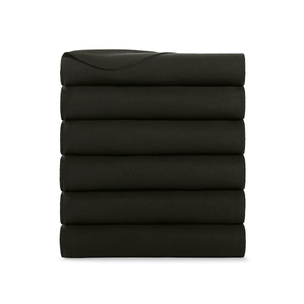 Arkwright Home Cozy Soft Polar Fleece Throw Blanket 50x60 Black (6pk), 6PK P-FCPL-6PK-BK - main