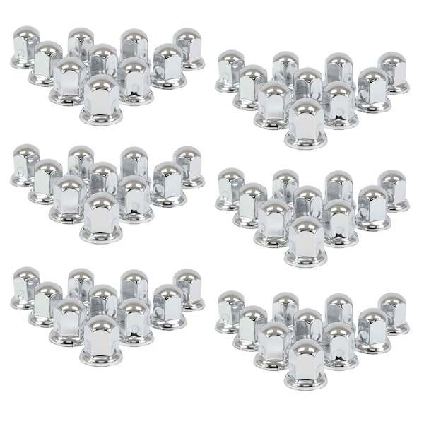 Mytee Products Chrome Metal Push-On Lug Nut Cover with Flange, 33mm, 2in H, Set of 60 Pcs, 6PK LNC-CHROME-51x33x6 - main