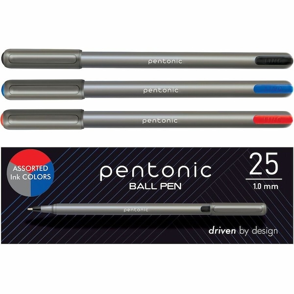 Pentonic Ballpoint Pen Set, 1 mm Pen Point, Multi Ink, Nickel Silver Tip, 48PK PEN12127 - main