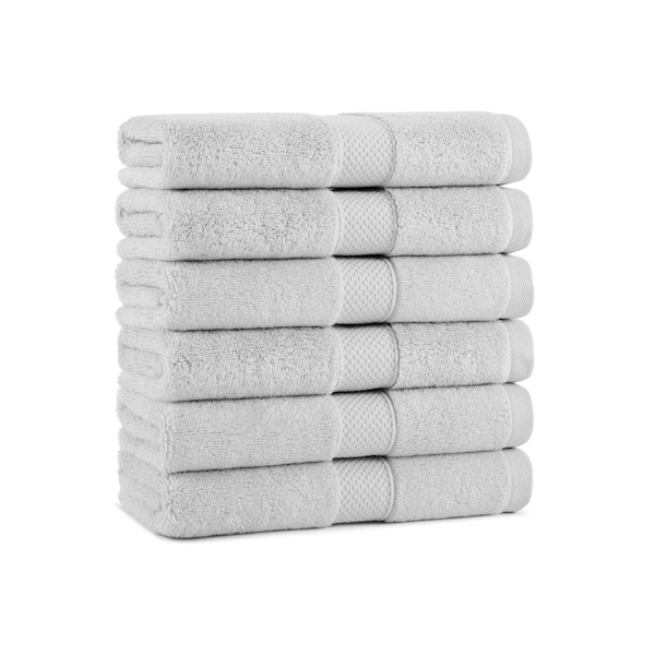 Arkwright Home Egyptian Cotton Hand Towel 16x30 Light Grey - Pack of 6, 6PK P-EGYP-1630-LGY - main