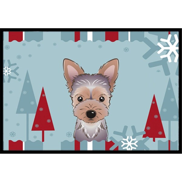 Carolines Treasures BB1728MAT Winter Holiday Yorkie Puppy Indoor & Outdoor Mat, 18 x 27 in. BB1728MAT - main