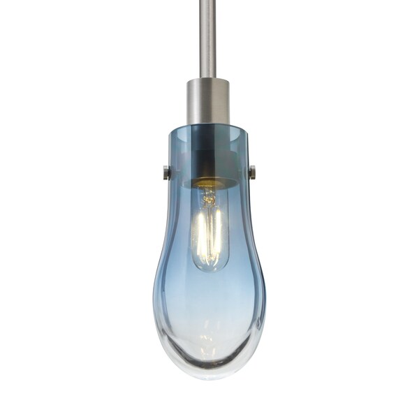 Besa Lighting Wish Stem Pendant, Blue/Clear, Satin Nickel Finish, 1x40W Incandescent 1TT-WISHBL-SN - main