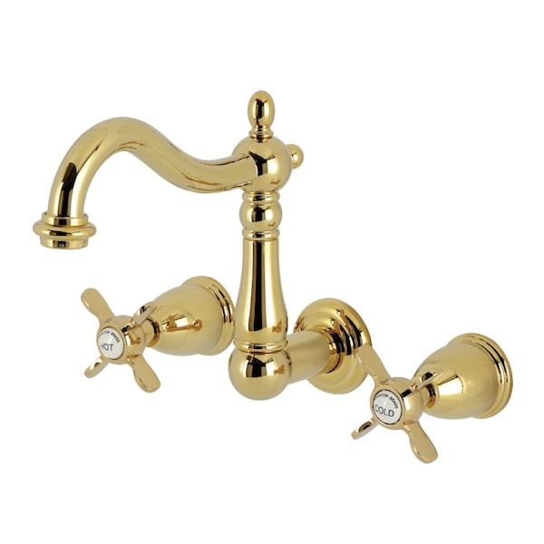 Kingston Brass Double-Handle Wall Mount Bathroom Faucet, Polished Brass KS1252BEX - main