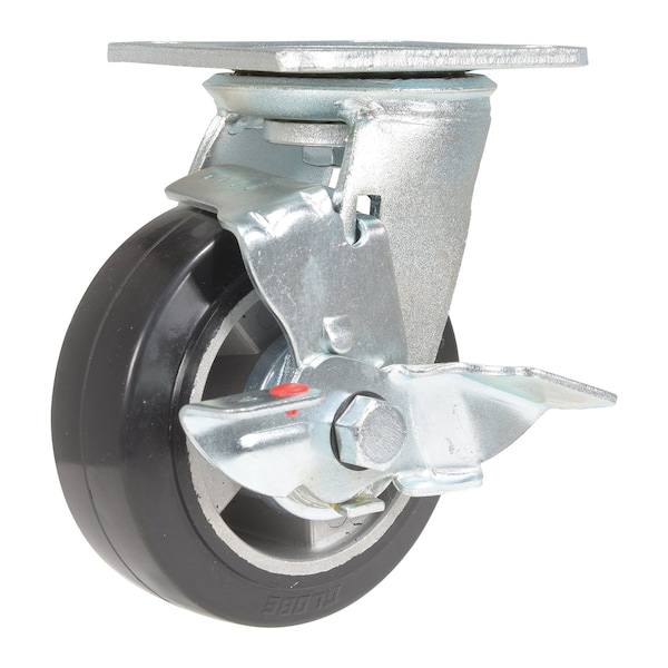 Vestil Rubber Swivel With Brake Caster 5 In. Diameter x 2 In. Width 661 Lb. Capacity Dark Black/Gold CST-VE-5X2MRA-SWB - main