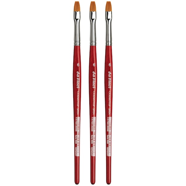 Da Vinci COSMOTOP-SPIN Silk painting Brush, Synthetic, Watercolor, Flat, Size 6, 3PK VA-5880_6 - main