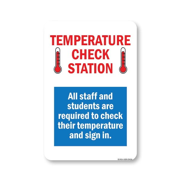 Signmission Public Safety Sign, Temperature Check Station, 24in X 18in Aluminum Sign, OS-NS-A-1824-25434 OS-NS-A-1824-25434 - main