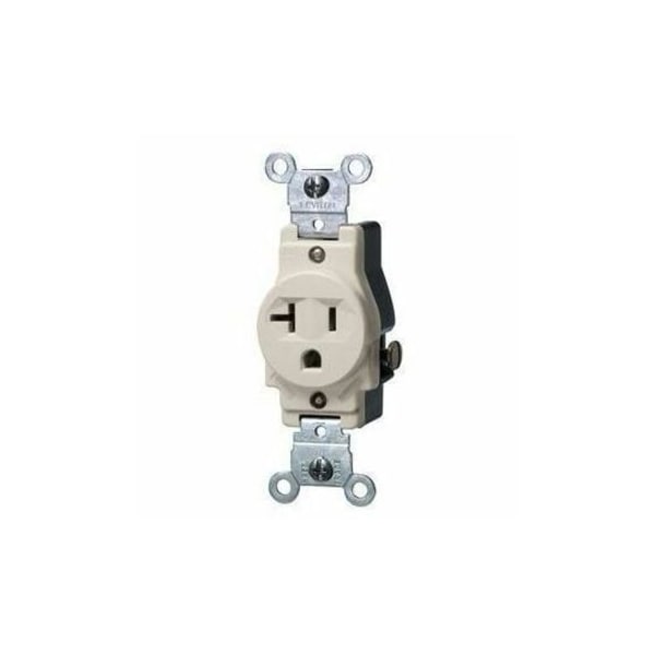 Leviton Straight Blade Receptacle, 5-20R, 20 A, 125V AC, 2 Pole, 3 Wire, Flush Mount, Grounded 5801-T - main