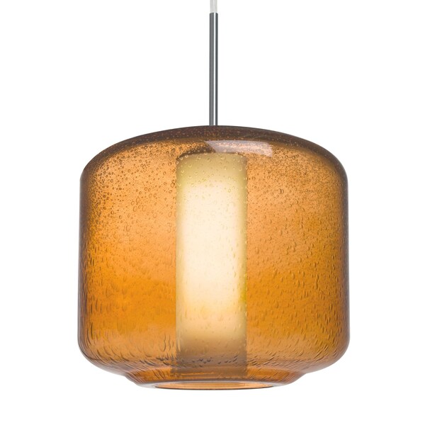 Besa Lighting Besa Niles 10 Pendant, Amber Bubble/Opal, Satin Nickel Finish, 1x 5W MAX E26 Base 1JT-NILES10AO-LED-SN - main