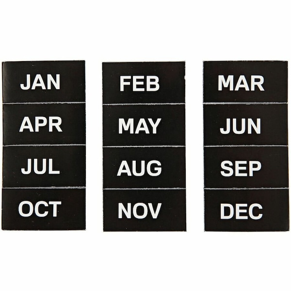Bi-Silque MasterVisi, INTERCHANGEABLE MAGNETIC BOARD ACCESSORIES, MONTHS OF YEAR, BLACK/WHITE, 2in X 1in FM1108 - main