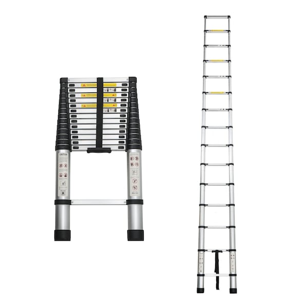Wrightmaster 14.5 ft. Aluminum Portable Extension Ladder with 300 lb. Load Capacity Type IA Duty Rating for Home ZR-255610 - main