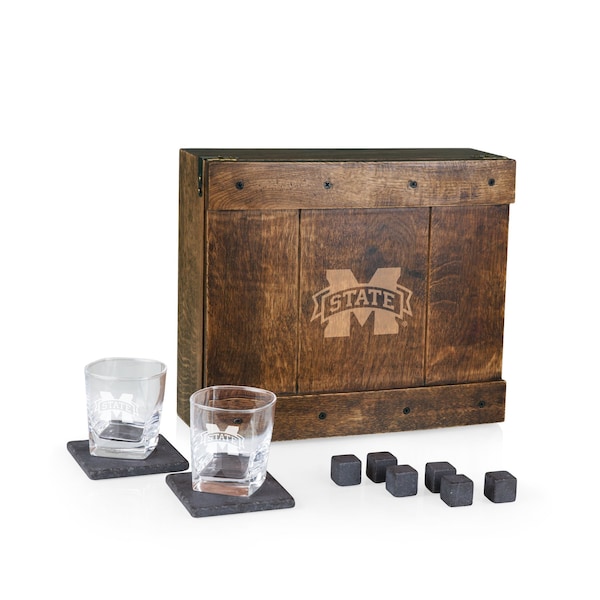 Picnic Time Family Of Brands NCAA Mississippi State Bulldogs Whiskey Box Gift Set 605-10-509-383-0 - main