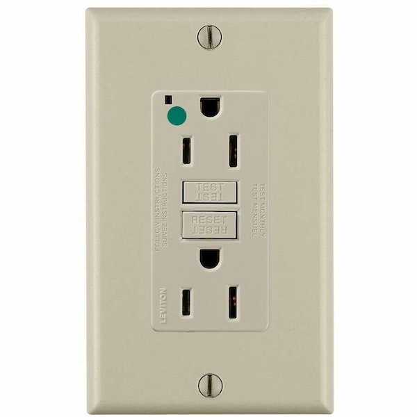Leviton Extra-Heavy Duty, Hospital Grade, Self-Test GFCI Receptacle, 15 Amp, 125 Volt, Ivory GFNT1-HFI - main