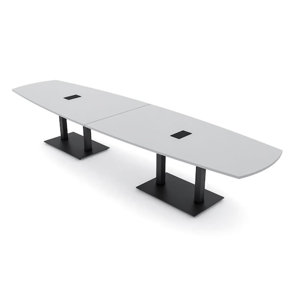 Skutchi Designs Arc Boat Conference Table, 45 in W, 168 in L, Grey HAR-ABOT-48x168-DOU.BK-U779-EBLK - main