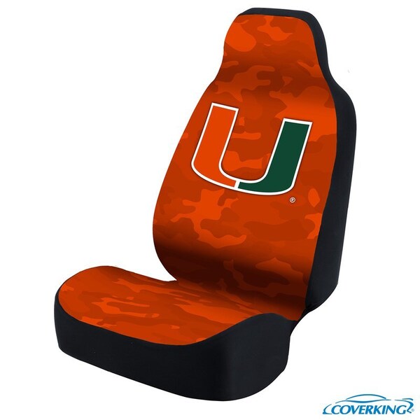 Coverking UNIVERSAL ULTISUEDE SEAT COVER DESIGNER 1PC, UNIVERSITY OF MIAMI ORANGE CAMO, ELA118 USCSELA118 - main
