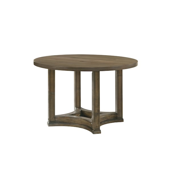 Homeroots 47" Oak Wood Pedestal Base Round Top Dining Table 631289 - main