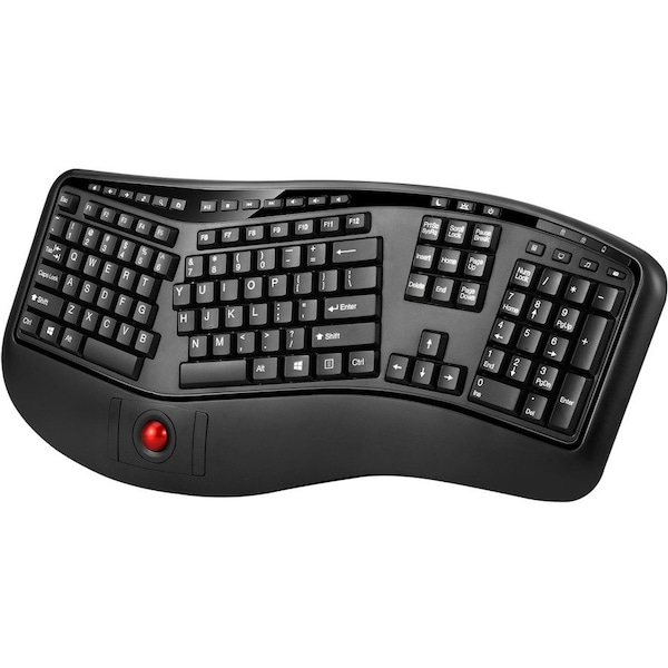 Adesso 2.4GHZ TRU-FORM WIRELESS MEDIA ERGONOMIC TRACKBALL KEYBOARD WITH 20 WINDO WKB-3500UB - main