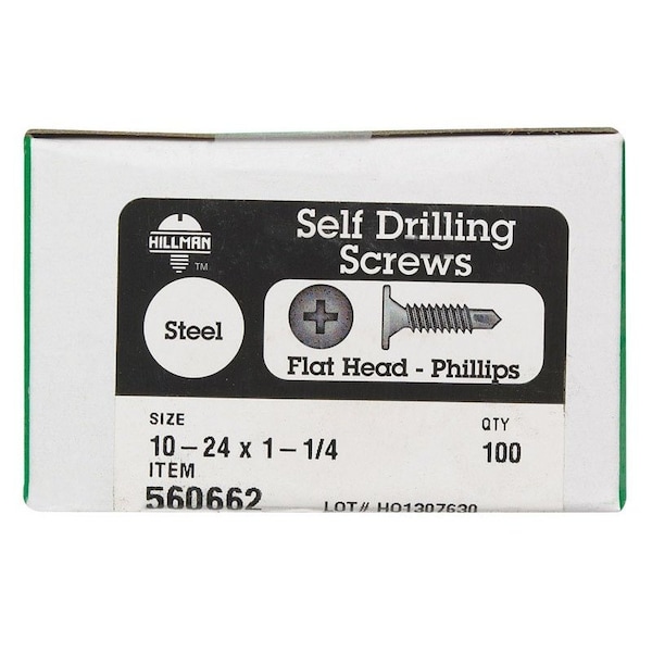 Hillman No. 10 Ga. X 1-1/4 in. L Phillips Wafer Head Self-Drilling Screws, 100PK 560662 - main