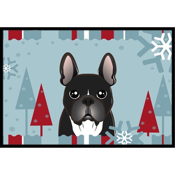 Carolines Treasures BB1723MAT Winter Holiday French Bulldog Indoor & Outdoor Mat, 18 x 27 in. BB1723MAT - main