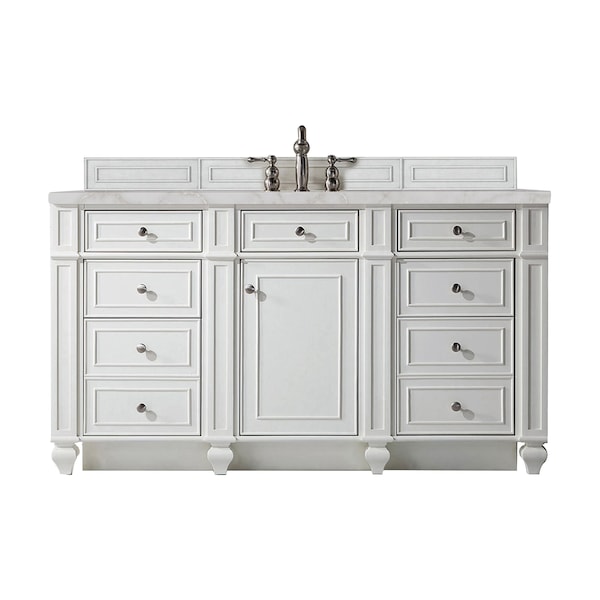 James Martin Vanities Bristol 60'' S Vanity, Bright White w/ Victorian Sil Silestone Top w/FreePower Wireless Charger 157-V60S-BW-FVSL - main