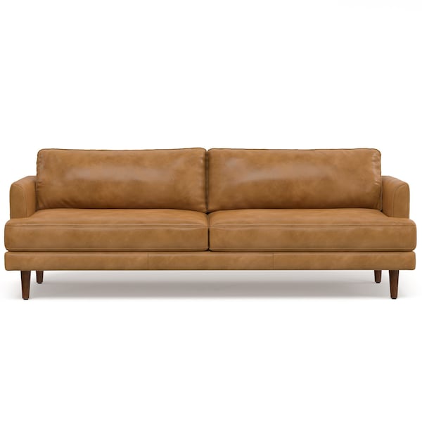 Homeroots 90" Sienna Leather Sofa With Brown Legs 640970 - main