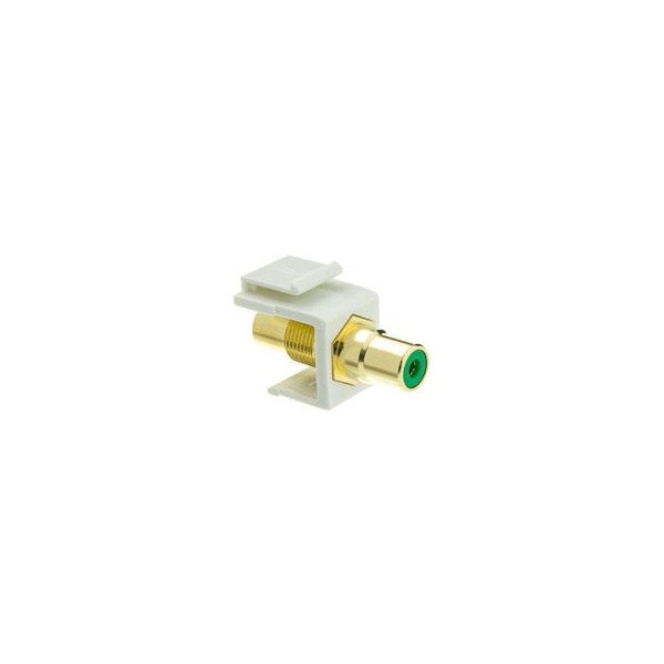 Cable Wholesale Keystone Insert, White, RCA Female Coupler (Green RCA) 324-120WG - main