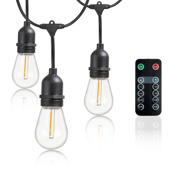 Newhouse Lighting Outdoor 48ft. LED Dimmable String Lights with Remote ...