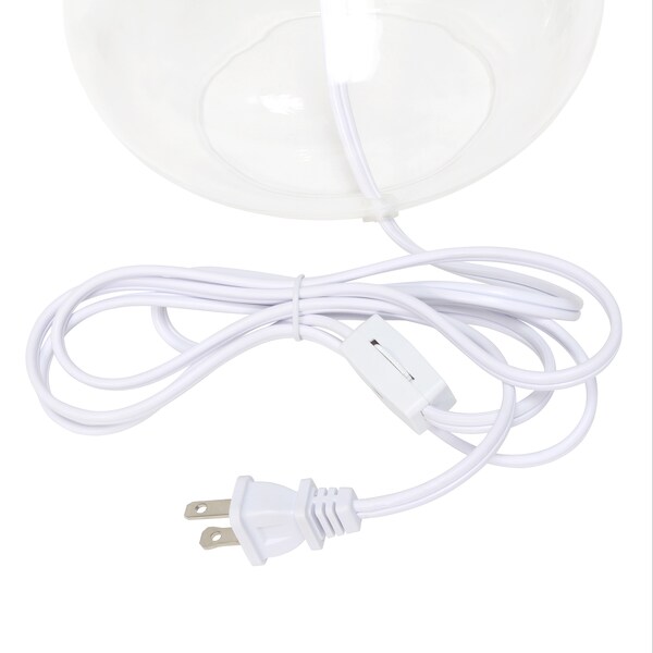 Simple Designs Glass Raindrop Table Lamp With White Fabric Shade – Clear Base, Perfect For Bedroom Or Living Room - View #13