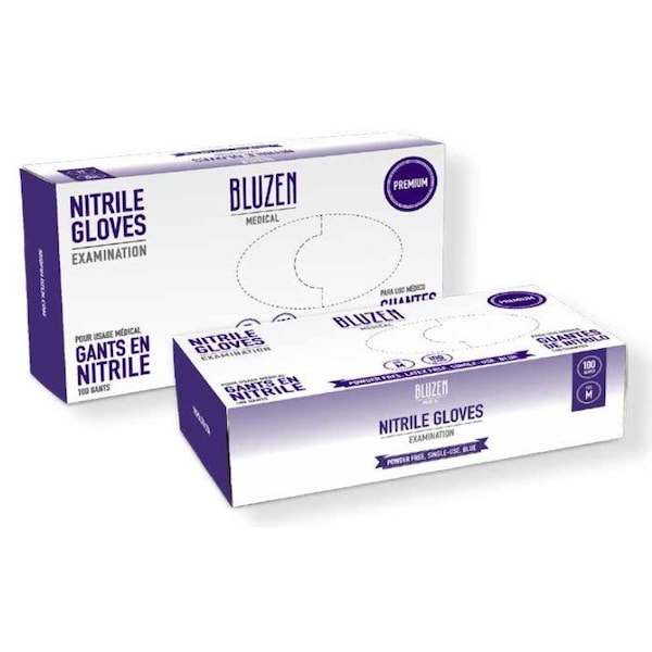 BLUZEN Blue, L, mil, Nitrile Powder-Free, Disposable Gloves