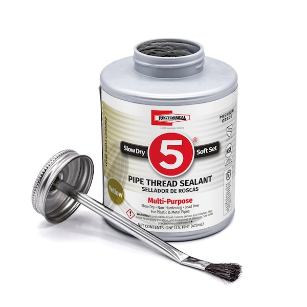 Rectorseal 25431 No. 5 16oz. Brush Top Yellow Pipe Thread Sealant ...