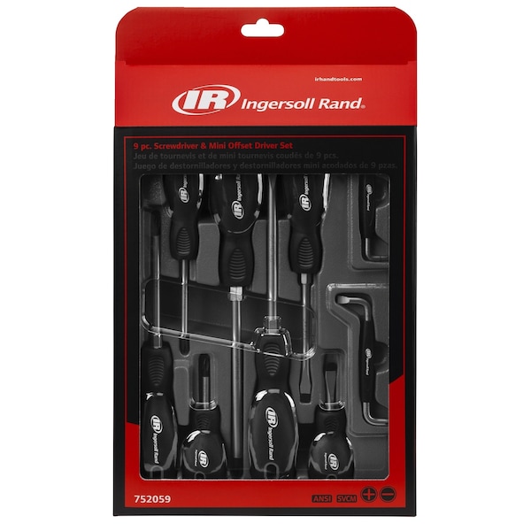 Ingersoll-Rand 9Pc Screwdriver & Offset Mini Driver Set 752059 | Zoro