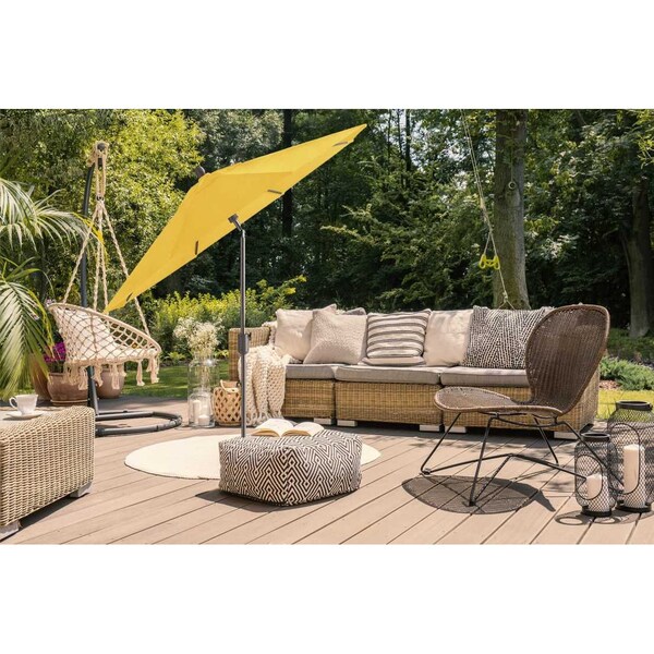 amauri patio umbrellas Amauri Outdoor Living 10'x6.5' Rectang. Auto Tilt Market Umbrella  (Frame:Starring Grey, Fabric:Sunbrella-Sunflower Yellow) 70224-104-CS22420