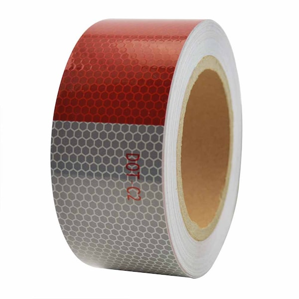 Conspicuity Tape DOT-C2 Approved Reflective Trailer Red White 2x50' -1 Roll