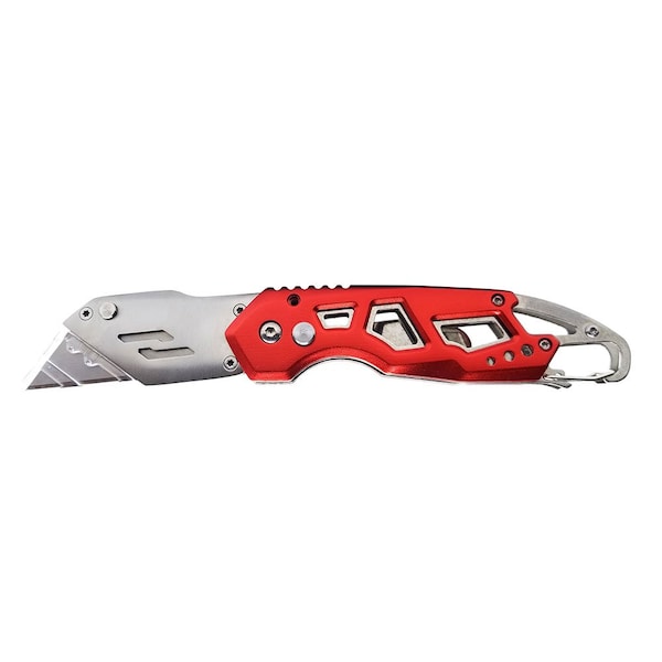 Superior Steel Folding Box Cutter with Belt Clip, Easy Release Button,  Quick Change & Lock-Back Design - Red UK750