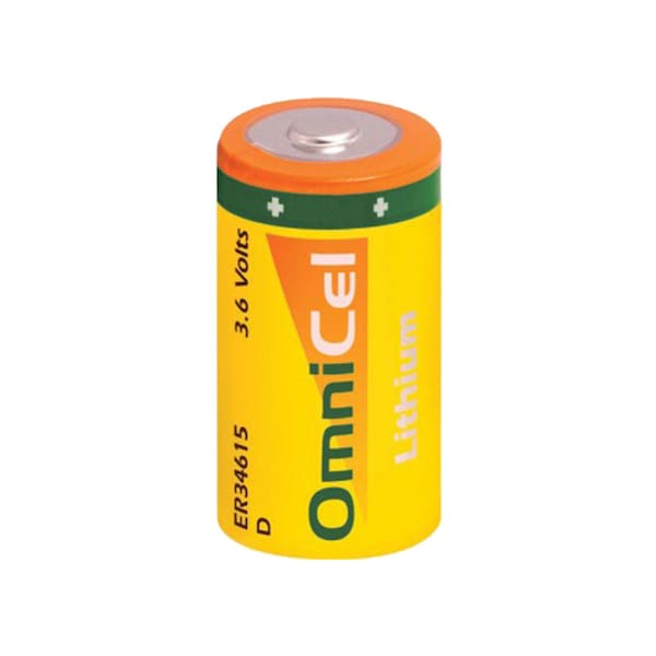 Omnicel ER34615 3.6V 19Ah Sz D Lithium Button Top Battery Sensors