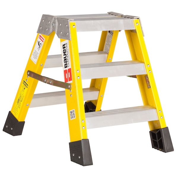 Bauer Ladder Bauer Ladder 2' Fiberglass Twin Stepladder, 375lb Capacity 35202 | Zoro