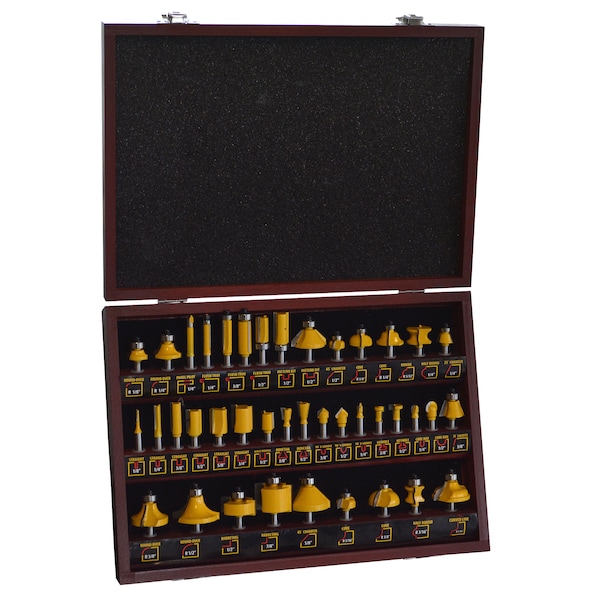 Pro-Series Router Bit Set in Wood Box, 40 Pc. RBSET40 | Zoro
