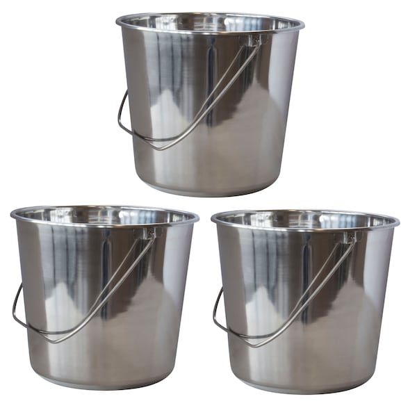 Amerihome Large Stainless Steel Bucket Set, PK3 SSB422SET | Zoro