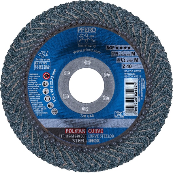 Pferd 67192 4-1/2in x 7/8in POLIFAN CURVE Medium Radius Flap Disc SGP ...