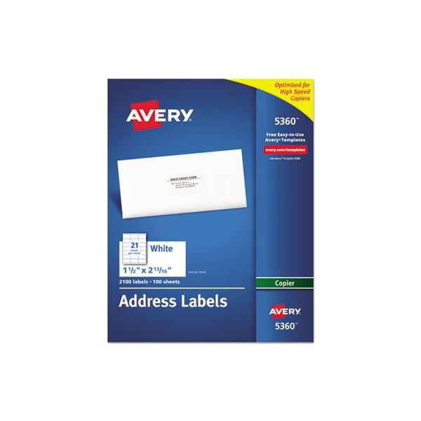 Avery Dennison Avery, COPIER MAILING LABELS, COPIERS, 1.5 X 2.81, WHITE ...