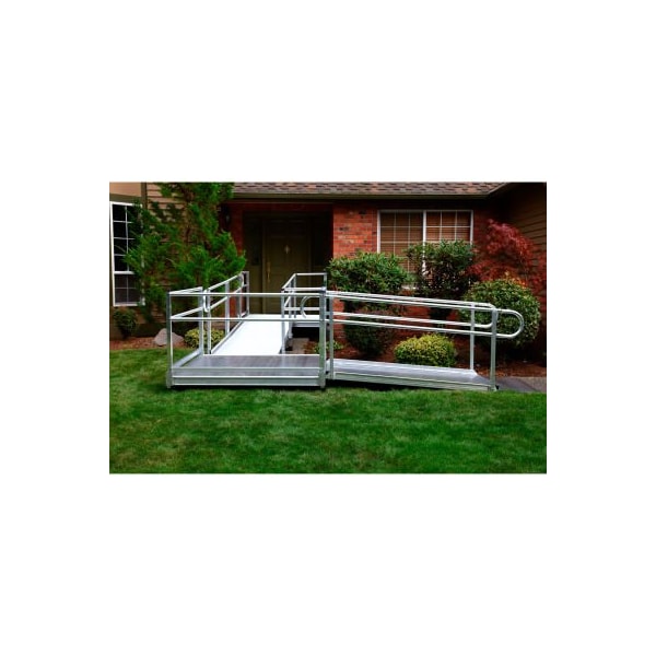 Ez-Access Pathway Wheelchair Ramp Kit, L Shaped, Aluminum, 4' Turn ...