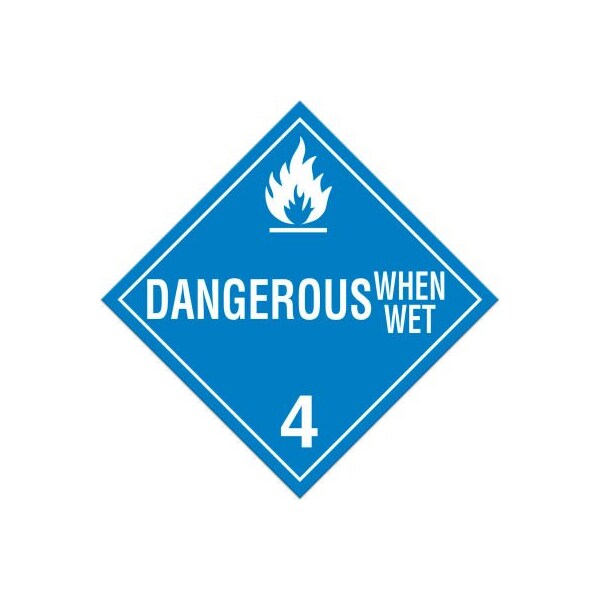Top Tape And Label. INCOM Class 4.3 Danger When Wet Tagboard Placard ...